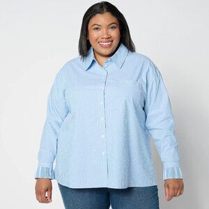 Attitudes by Renee Petite Woven Button Front Shirt Pleated Cuffs-Size PL a657904